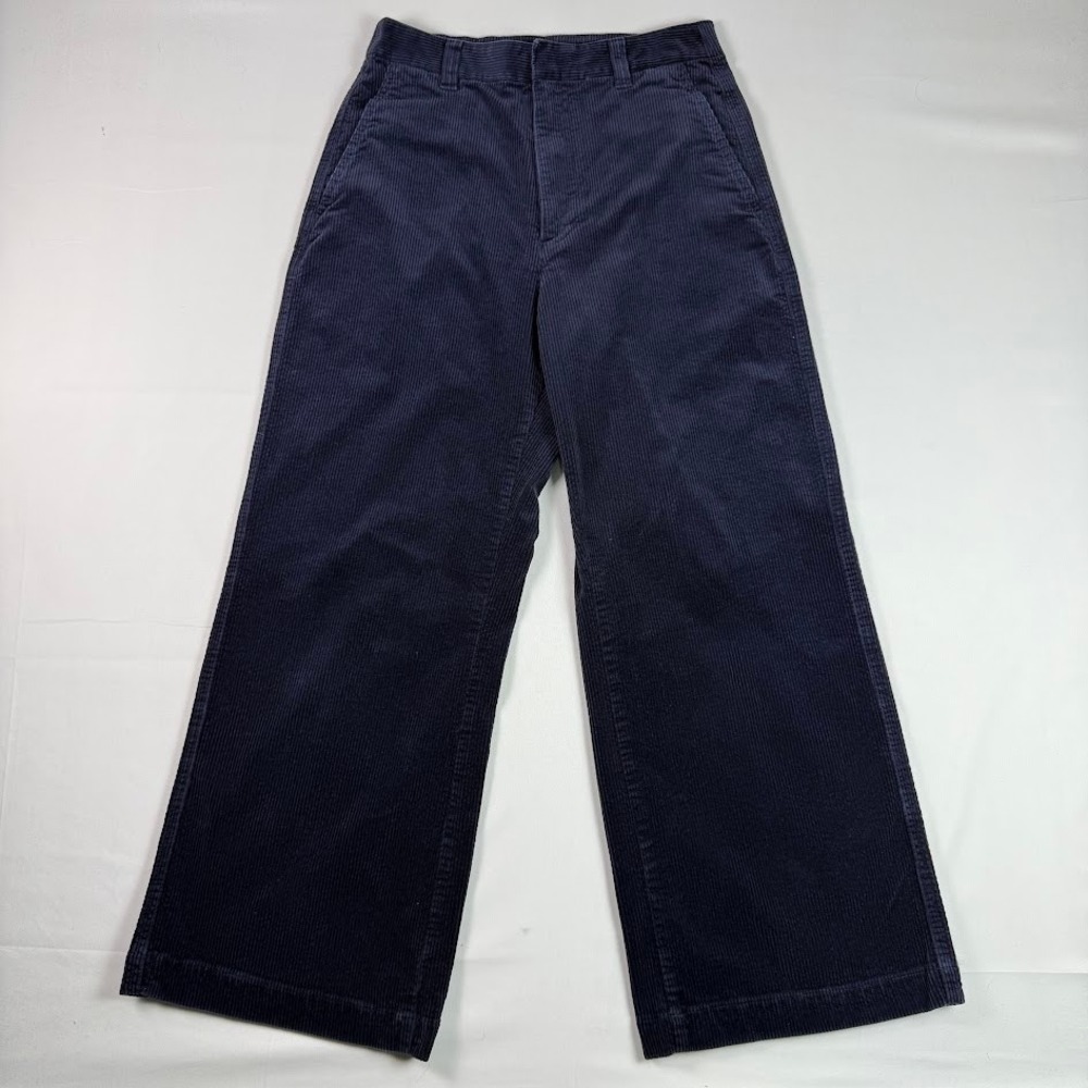 Comptoir des Cotonniers Uniqlo Navy Blue Wide Leg Corduroy Pants Size 6 M Flare